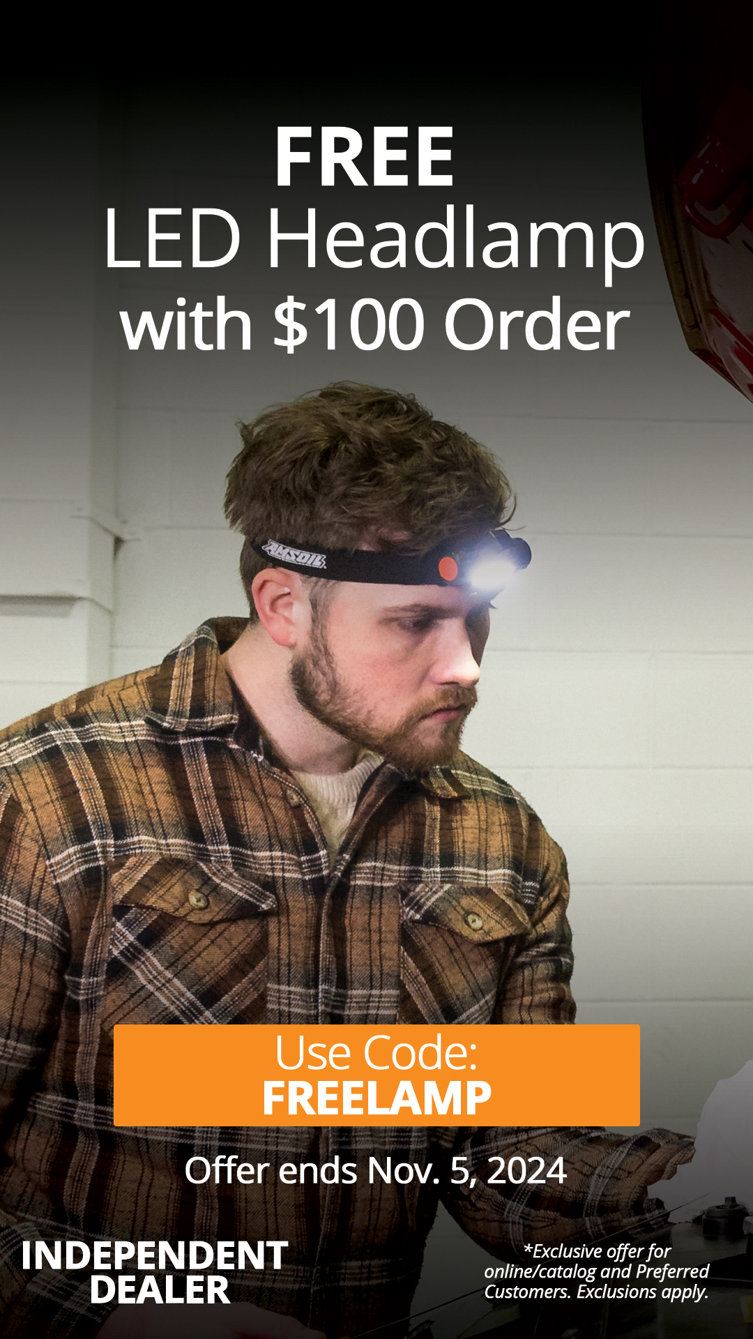 Free LED Headlamp with $100 order!